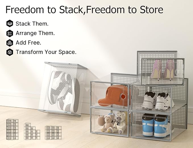 Kuject XX-Large Shoe Storage Boxes 12 Pack, Entryway & Under-Bed Storage - Image 6