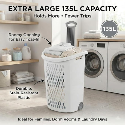 Wheeled Plastic Laundry Hamper, Ultra Wheeled Design Clothes Laundry Basket - Image 5