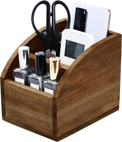 OKSQW Rustic Vintage Wooden Desk Organizer Farmhouse Wood Remote Control Caddy by WelcometoOKSQW