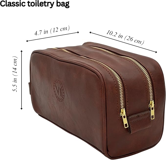 Dopp Gift Large Travel Toiletry Bag Premium Quality PU Leather Two compartments - Image 4