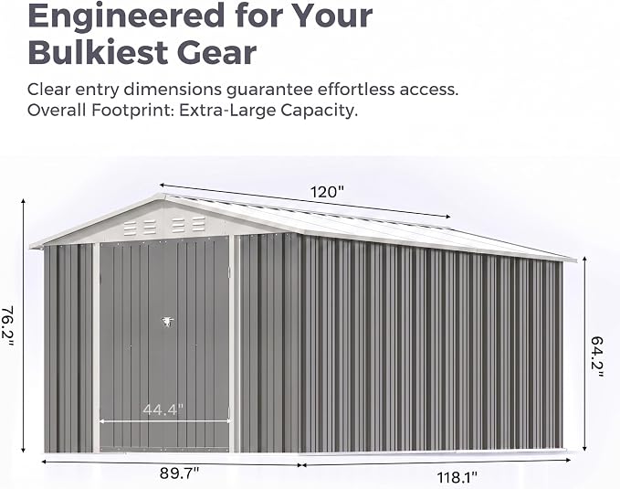 Devoko 8x10 FT Outdoor Storage Shed, Metal Tool Shed - Image 2