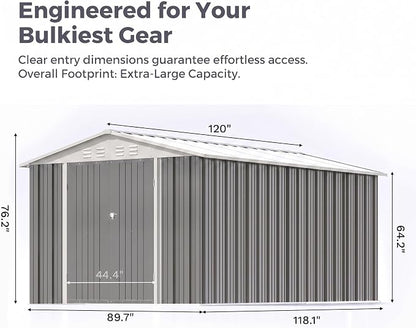 Devoko 8x10 FT Outdoor Storage Shed, Metal Tool Shed - Image 2