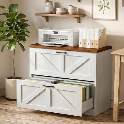 HOOBRO 2 Drawer File Cabinet, Farmhouse Lateral Filing Cabinet - Image 3