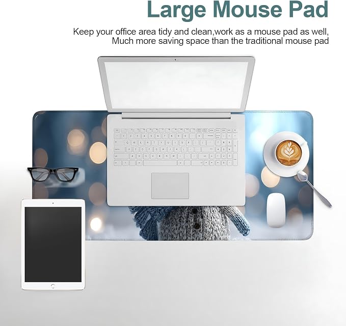 Christmas Snowman Gaming Mouse Pad 31.5"x11.8"Desk Mat Anti-Slip Rubber Base & - Image 6