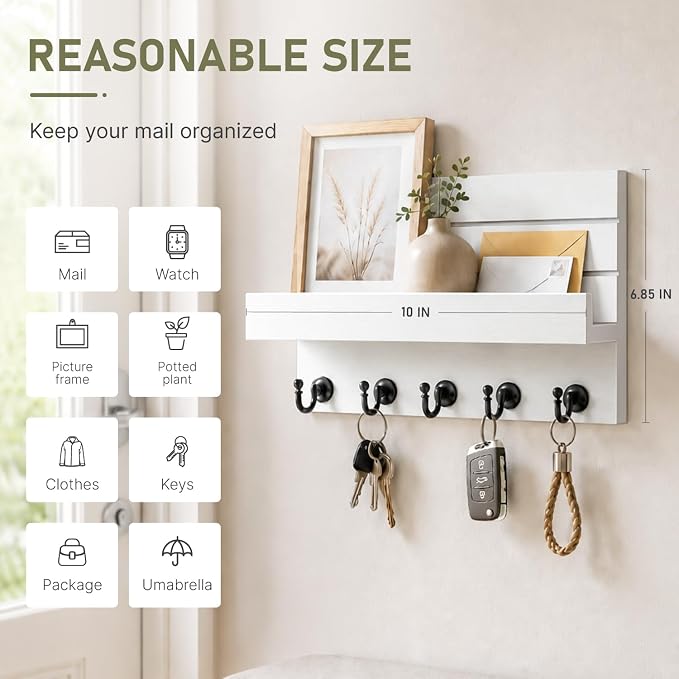HONJIN Key Holder for Wall: Easy Installation Mail Organizer Wall Mount Hanging - Image 2