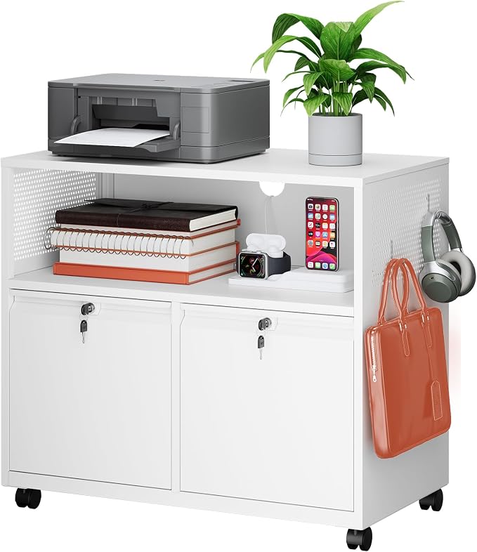 MIIIKO File Cabinet with Storage 2 Drawers, Rolling File Cabinet by MIIIKOOfficeFurniture