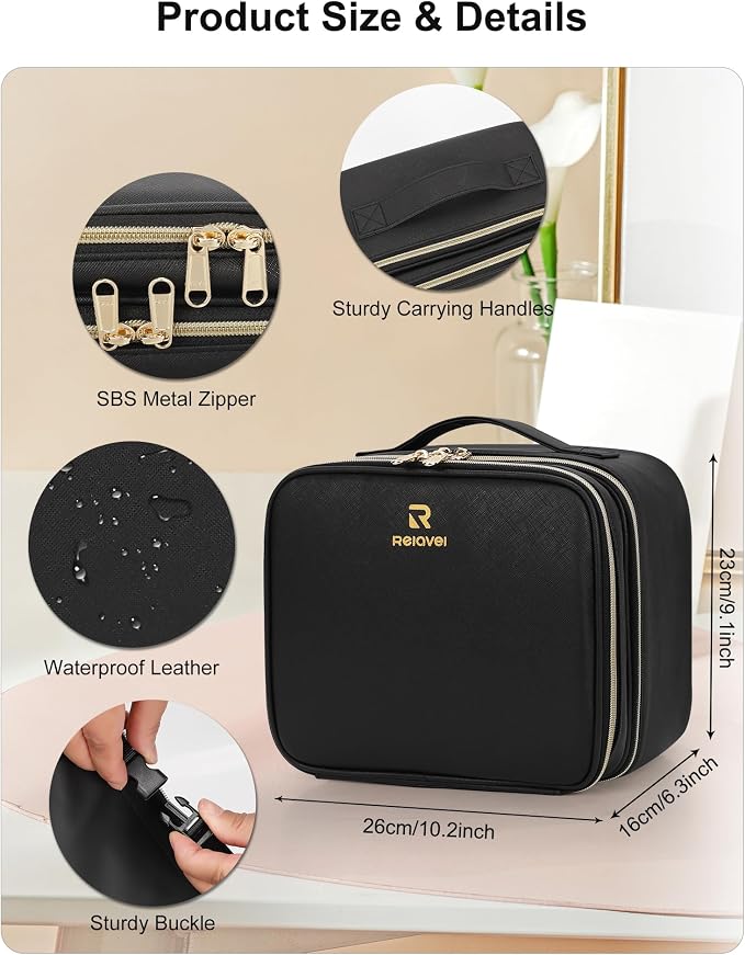 Relavel Makeup Bag with LED Mirror, Small Travel Makeup Case with Rechargeable - Image 2