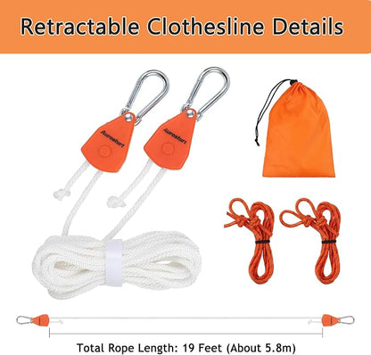 Retractable Clothesline Outdoor Indoor, Portable Travel Clothes Line Heavy Duty - Image 2