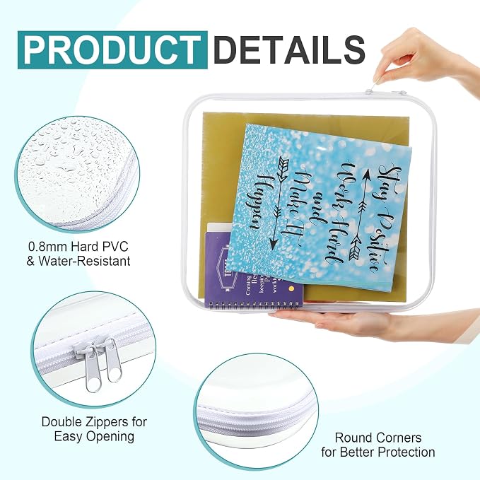 Hoolerry 4 Pcs Hard Clear Zipper Case Makeup Bags Plastic Pencil Pouch - Image 3