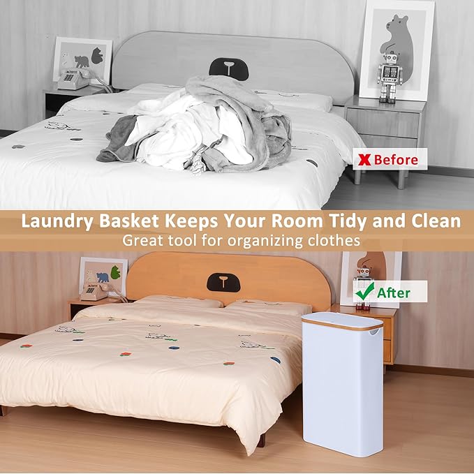 iEGrow 60L Slim Laundry Hamper, Narrow Laundry Basket - Image 3