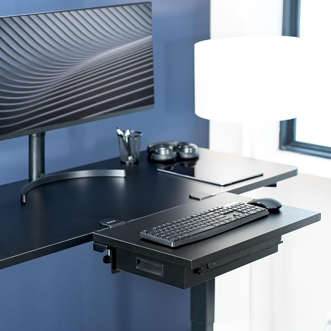 VIVO Black Clamp-on 24 x 14 in Desk Extender, DESK-EXT24D | Premium, Built-in - Image 7