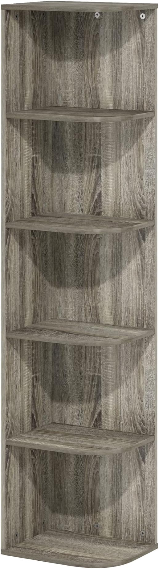 Furinno PASIR Book Shelf, 5-Tier Corner Bookshelf, Open Shelves Bookcase 9.3 x - Image 6