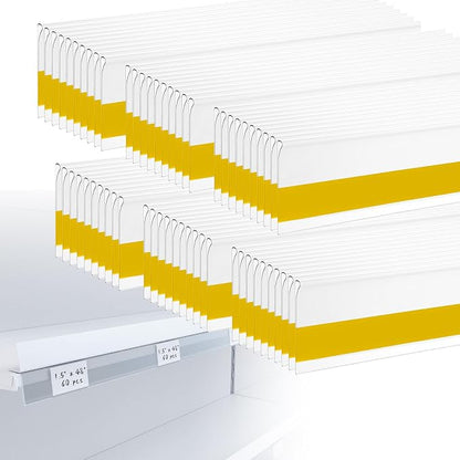 60 Pcs Shelf Label Strips, 1.5" H x 48" L Shelf Label Holders, Self Adhesive by Nalwort