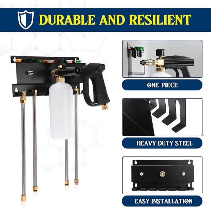 Pressure Washer Gun Holder, Wall Mount Foam Cannon Holder, Car Wash Accessories - Image 4