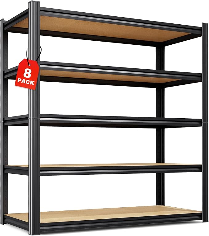 Set of 8-46" W Garage Shelving-2050 lbs 5 Tier Storage Shelves, Adjustable by CreatingaComfortableLiving