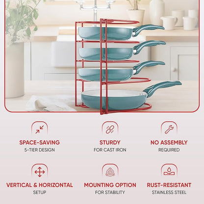 Heavy-Duty Pots and Pans Organizer | 5-Tier Cookware & Lid Storage Rack | - Image 5