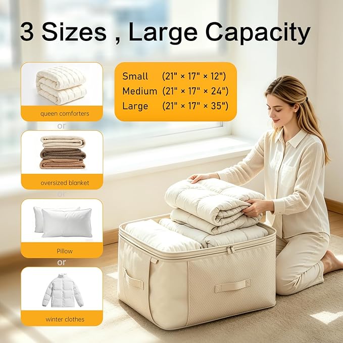 Comforter Storage Bag, Large Capacity Blanket Storage Bags 3-Layer Ultra Space - Image 5