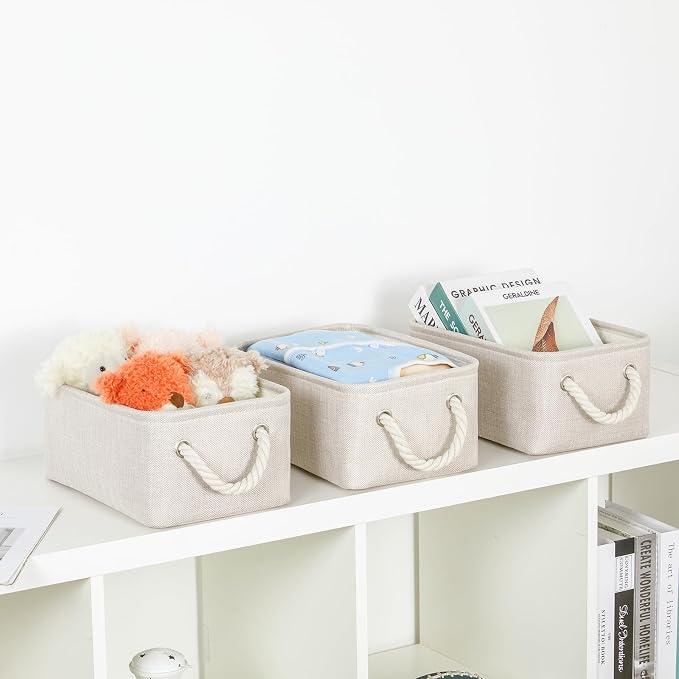 Bidtakay Small Storage Bins for Shelves 3 Pack Fabric Storage Baskets for - Image 2
