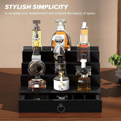 upcessory Cologne Organizer for Men, 4 Tier Black Wood Perfume Organizer - Image 8