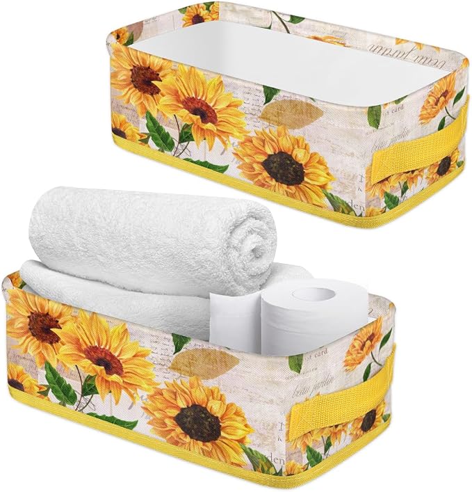 Sunflower Bright Letters Bathroom Storage Basket, Foldable - Image 3