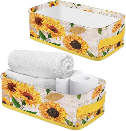 Sunflower Bright Letters Bathroom Storage Basket, Foldable - Image 3