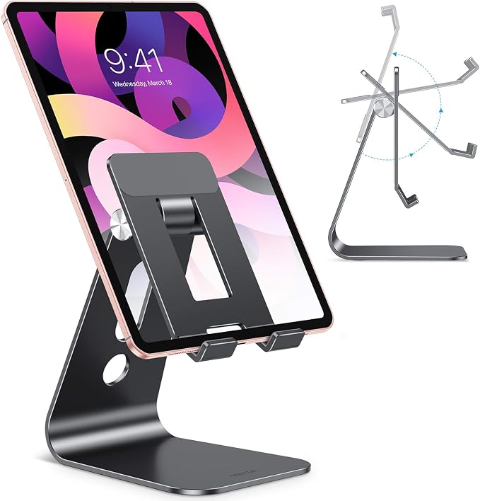 OMOTON Adjustable Tablet Stand for Desk, Upgraded Longer Arms for Greater by OMOTON