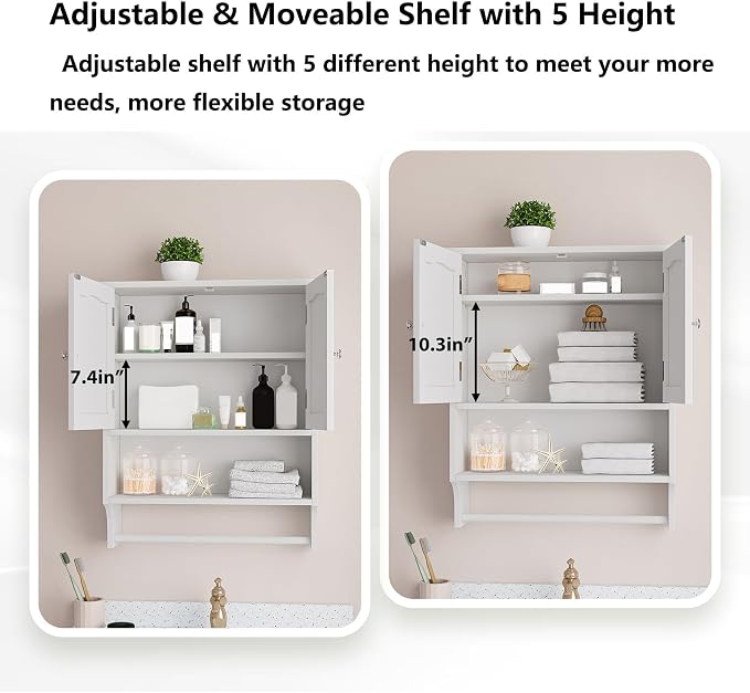 Bathroom Cabinet, Wall Mount, Towel Rack, Over The Toilet Storage Cabinet - Image 4
