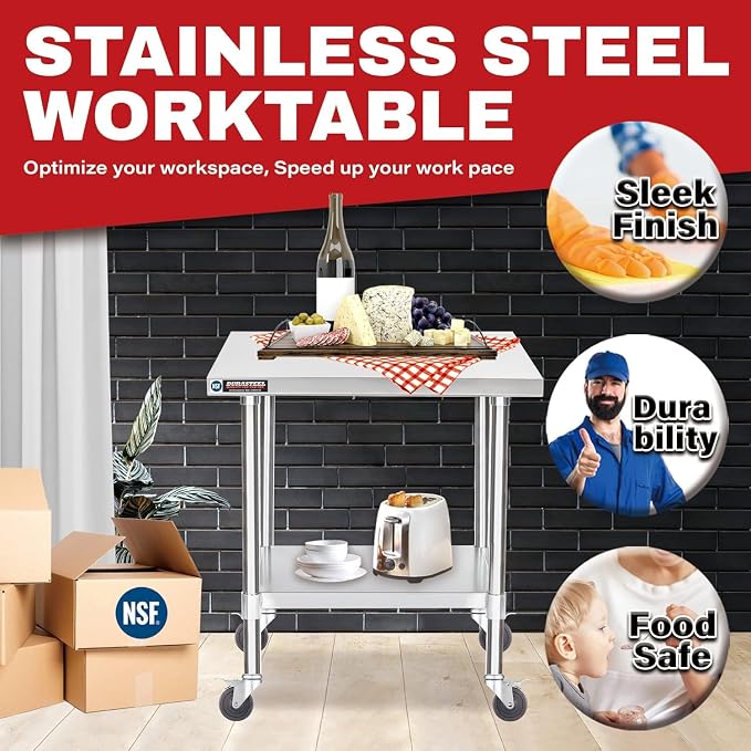 DuraSteel 30x24 NSF Stainless Steel Cart Work Table - Image 3