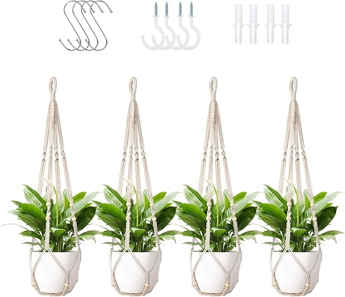 LEWESU Macrame Plant Hanger Indoor Set of 4 by Unknown