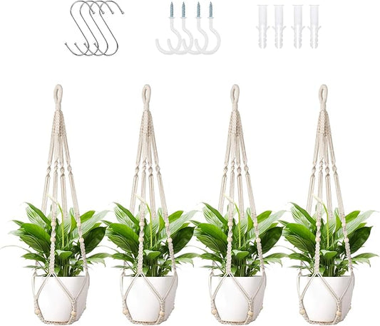 LEWESU Macrame Plant Hanger Indoor Set of 4 by Unknown