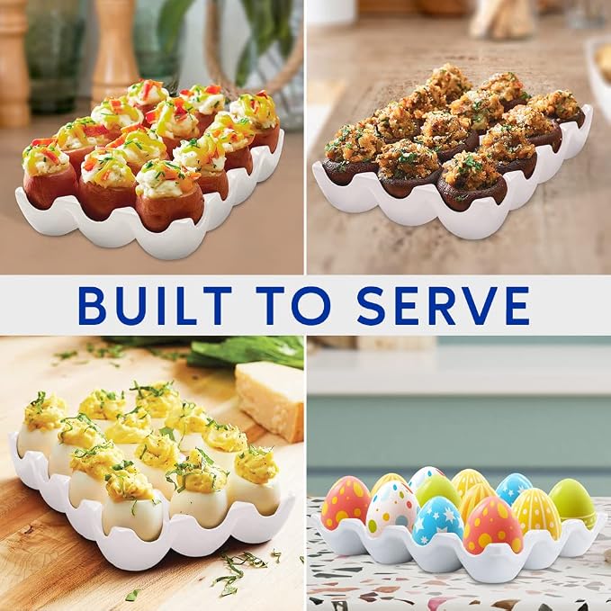 Ceramic Egg Tray Holder 12 Cups Whole Dozen Porcelain Eggs Container Crate - Image 5