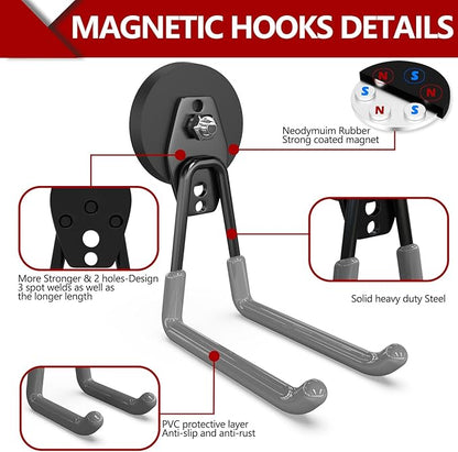 3-H Heavy Duty Magnet Garage Hooks 4 Pack, Extra Large Strong Magnetic Hooks - Image 5