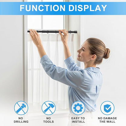 4 Pack Spring Loaded Tension Rod 27-38" Adjustable Curtain Rods No Drill - Image 6