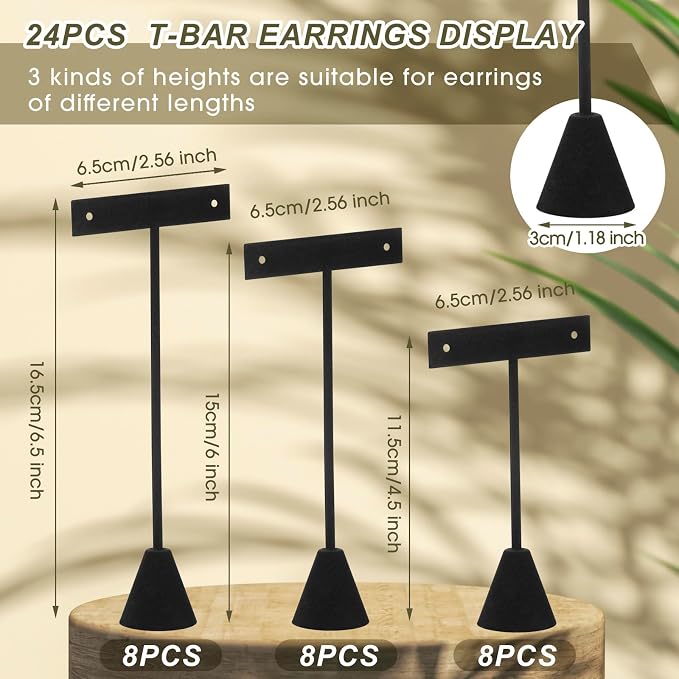 Marsui 24 Pcs Earring Display Set T Bar Earring Display Stand - Image 2