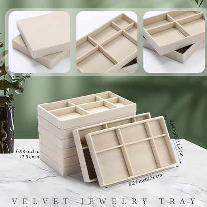 Highergo 8 Pcs Velvet Jewelry Trays Stackable Drawers Organizer Ring Earring - Image 2