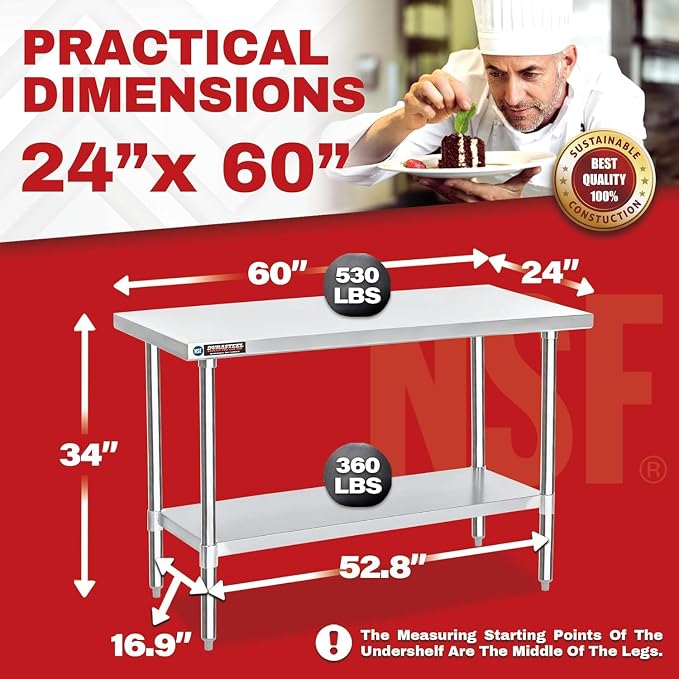 DuraSteel 24x60 Stainless Steel Work Table - Image 2