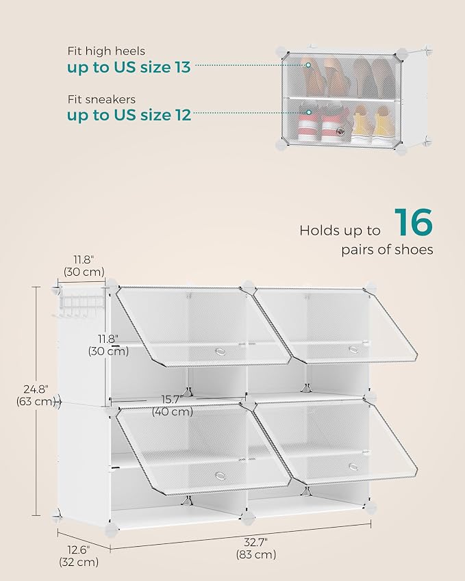 SONGMICS Shoe Rack Organizer, 4-Tier Shoe Storage Cabinet - Image 3