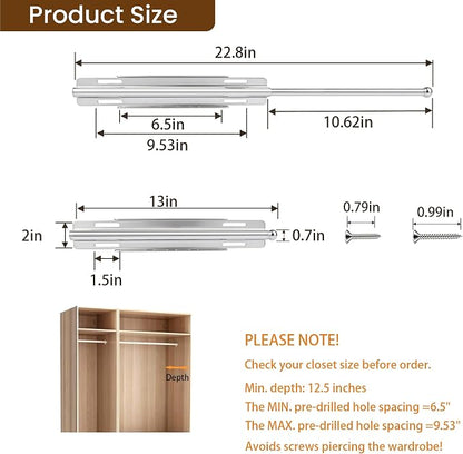 13" Valet Rod for Closet Pull Out - Image 2