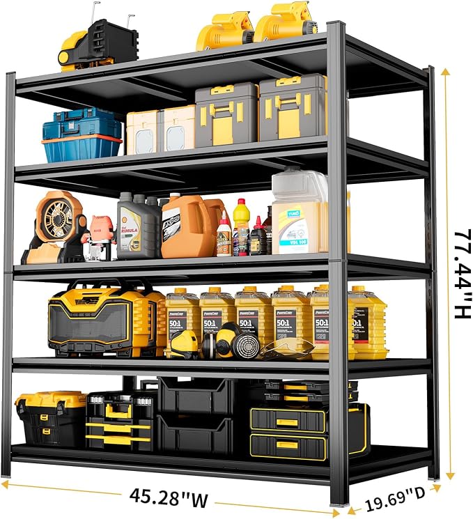 78''H*46W'' Garage Shelving Units Adjustable Heavy Duty 5-Tier Garage Storage - Image 2
