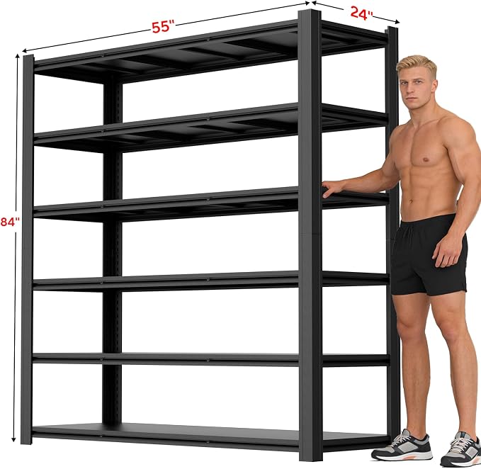 Garage Shelving, Heavy Duty Storage Shelves Metal Shelf Unit Adjustable - Image 2