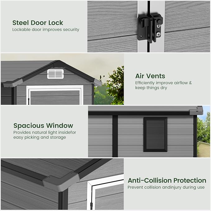 GVDV 4×6FT Outdoor Resin Plastic Storage Shed - Image 5