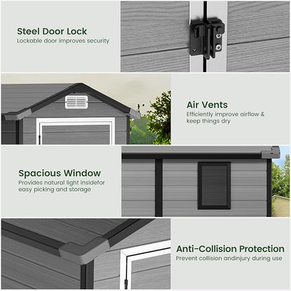 GVDV 4×6FT Outdoor Resin Plastic Storage Shed - Image 5