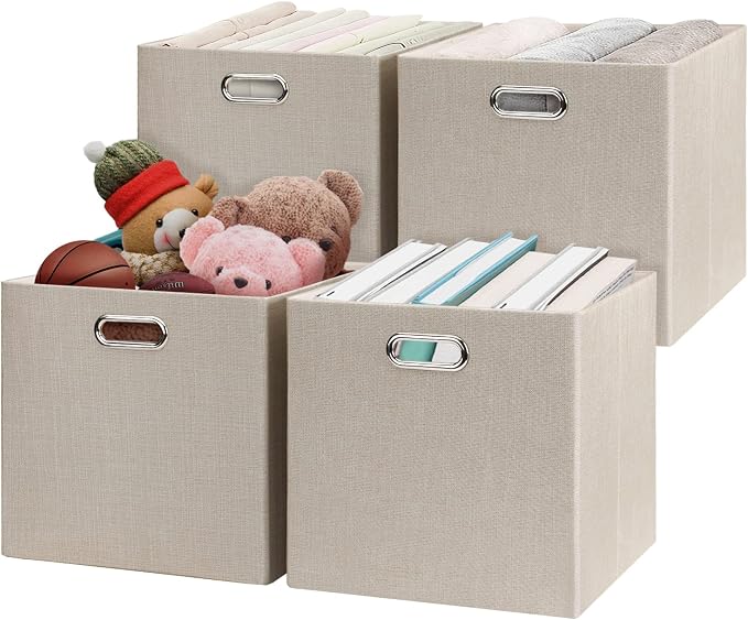 Posprica Collapsible Storage Cubes, 11×11×11 Fabric Storage Bins Containers by Posprica