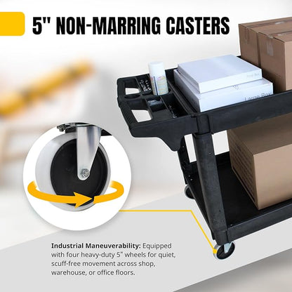 MaxWorks 2‑Tier Heavy‑Duty Utility Service Cart 500 lb Capacity 46" x 25.5" x - Image 5