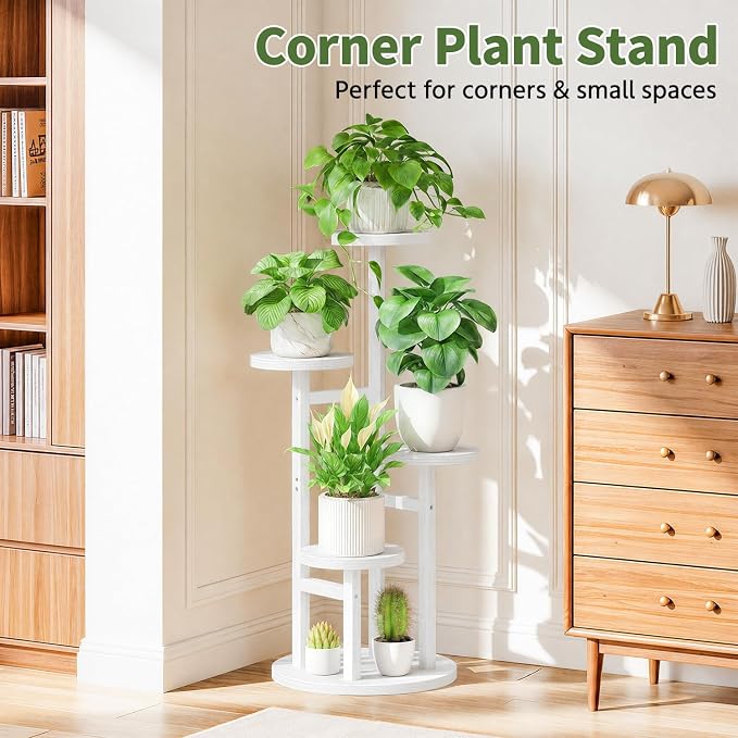 LASZOLA 4 Tiered Wood Plant Stand Indoor Corner, Flower Holder Rack Tall - Image 2