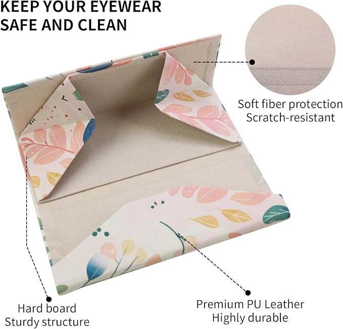 Foldable Glasses Case, Magnetic PU Leahter Sunglasses Case, Cute Hard Shell - Image 4