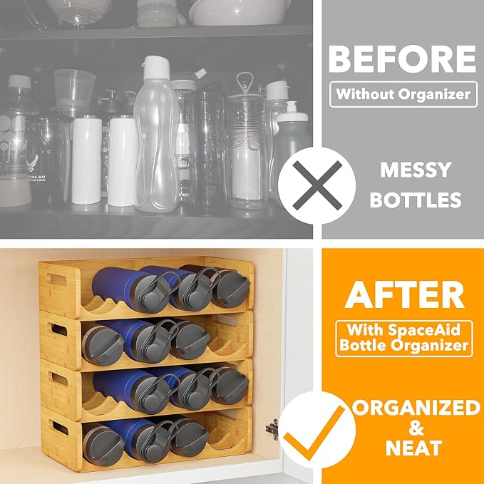 SpaceAid Bamboo Water Bottle Organizer - Image 2