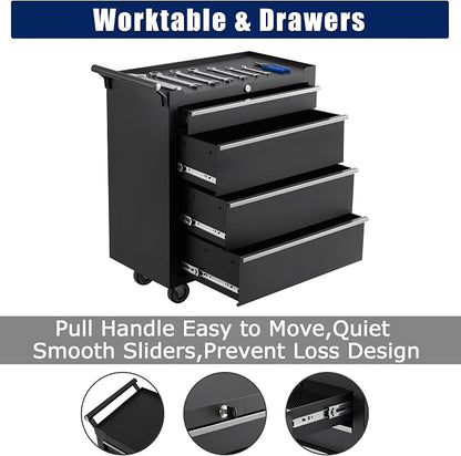 Rolling Tool Chest with Wheels, 4 Drawer Tool Storage Cabinet, Portable Toolbox - Image 7