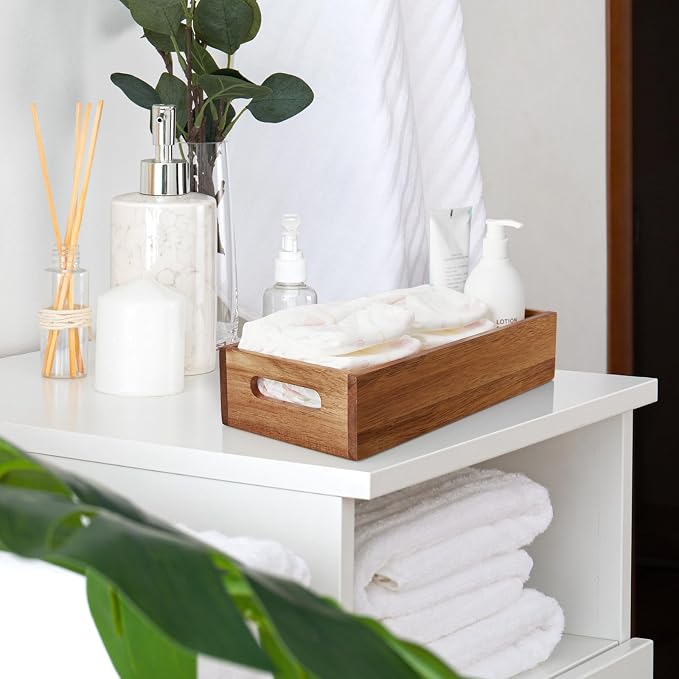 ALELION Acacia Wood Bathroom Storage Basket - Image 5
