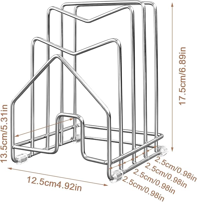 2 Pack Pot Lid Organizer Cutting Board Holder Inside Cabinet 304 Stainless - Image 2